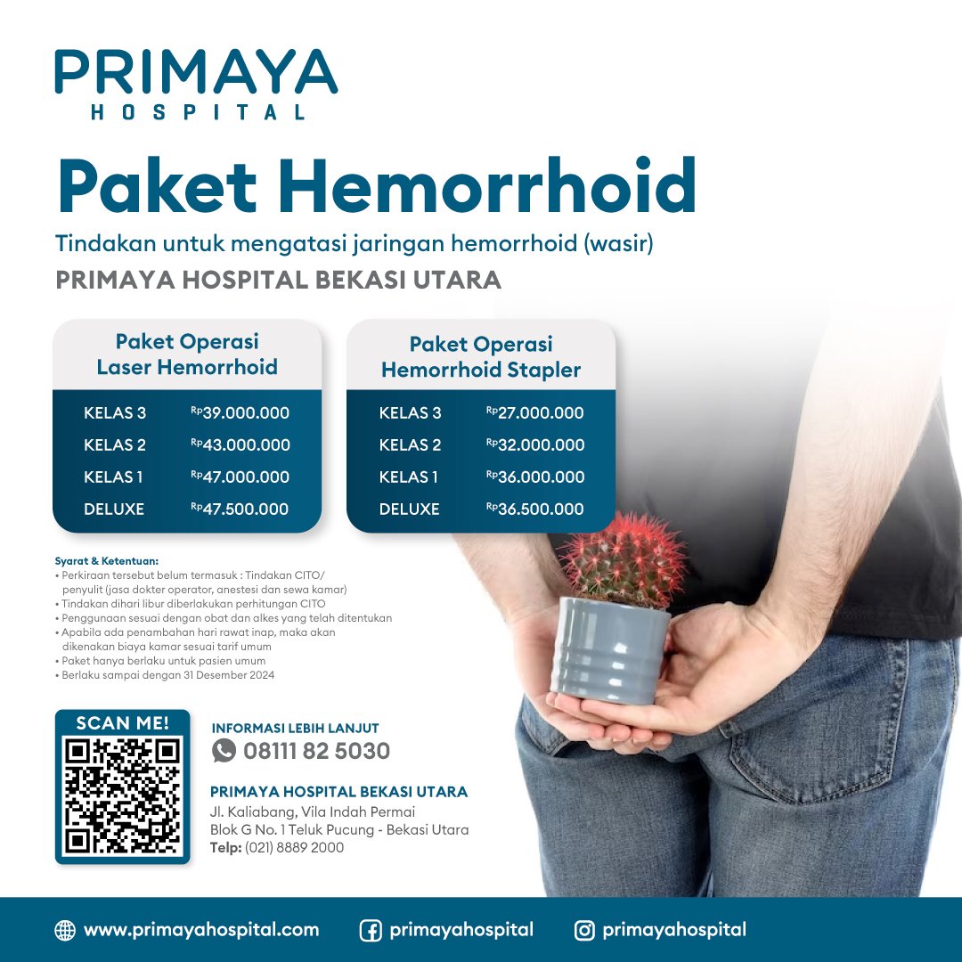 Paket Promo Hemorrhoid - Primaya Hospital Bekasi Utara