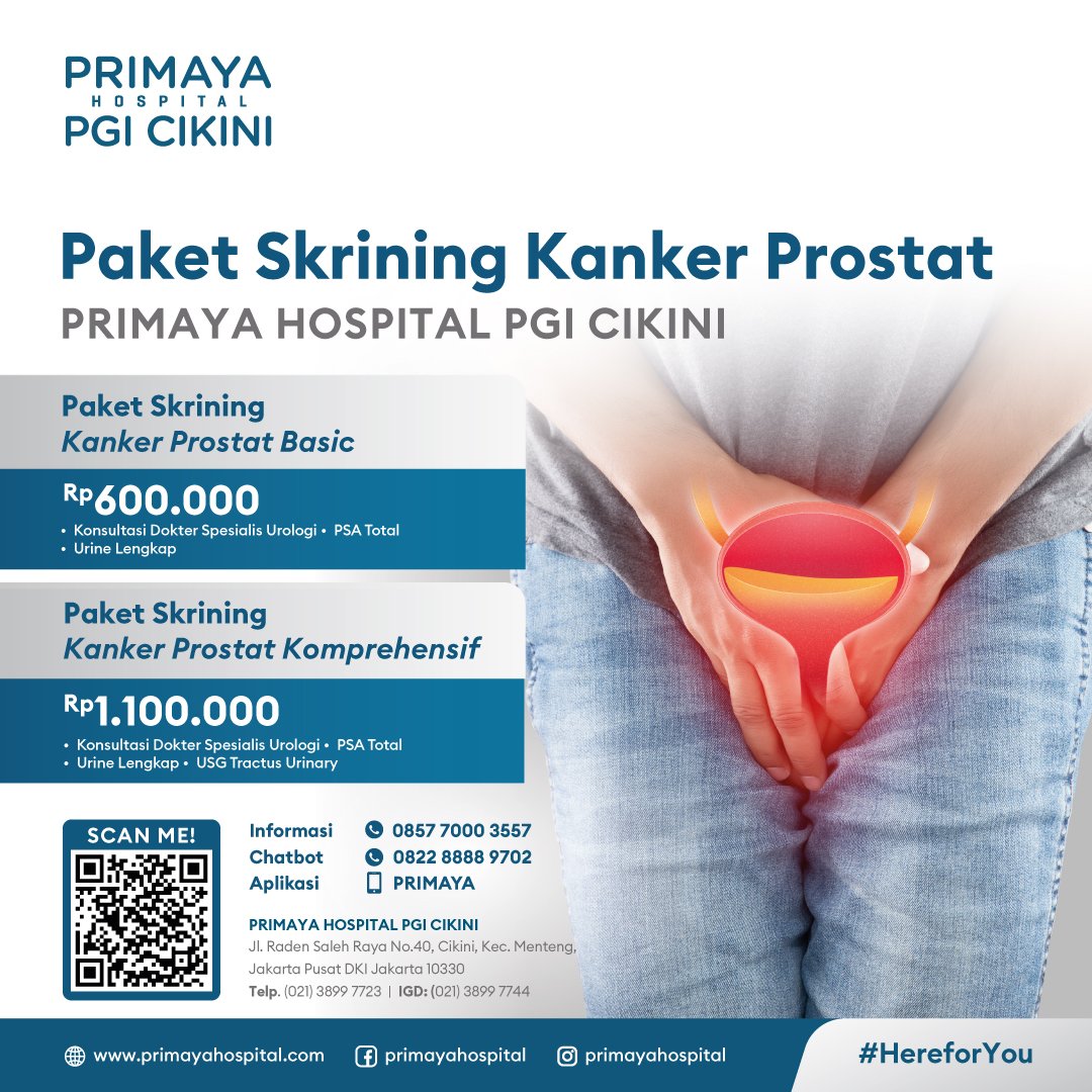 Paket Skrining Kanker Prostat - Primaya Hospital PGI Cikini